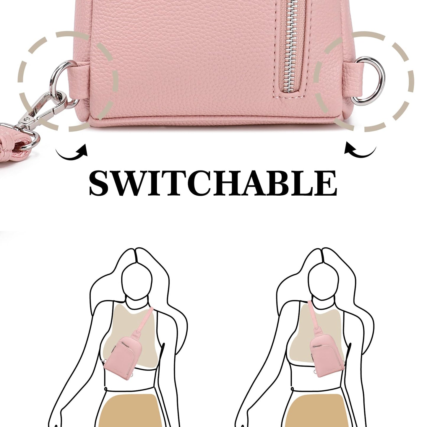 INICAT Travel Sling Bag, Anti Theft Crossbody Bag for Women | RFID Blocking, 8 Card Slots, Back Zippered Pocket, Metal Zippers,Switchable Strap