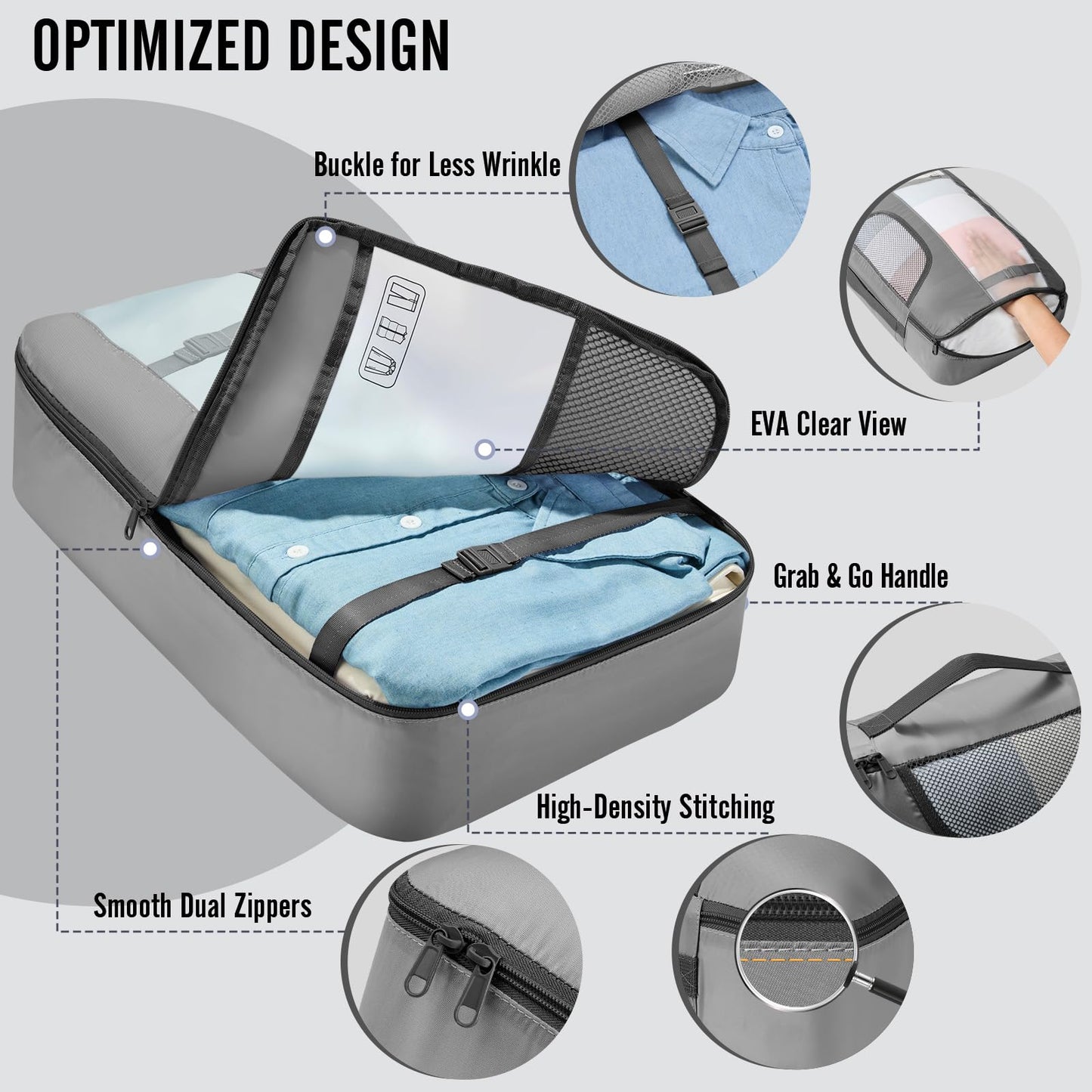 Veken 10 Set/8 Set Packing Cubes for Travel Essentials,Anti-Wrinkle Buckled Suitcase Organizer for Shoe & Toiletry Bag,Carry On Luggage Bag for Airplane & College Dorm Room Accessories,Women Men Gifts