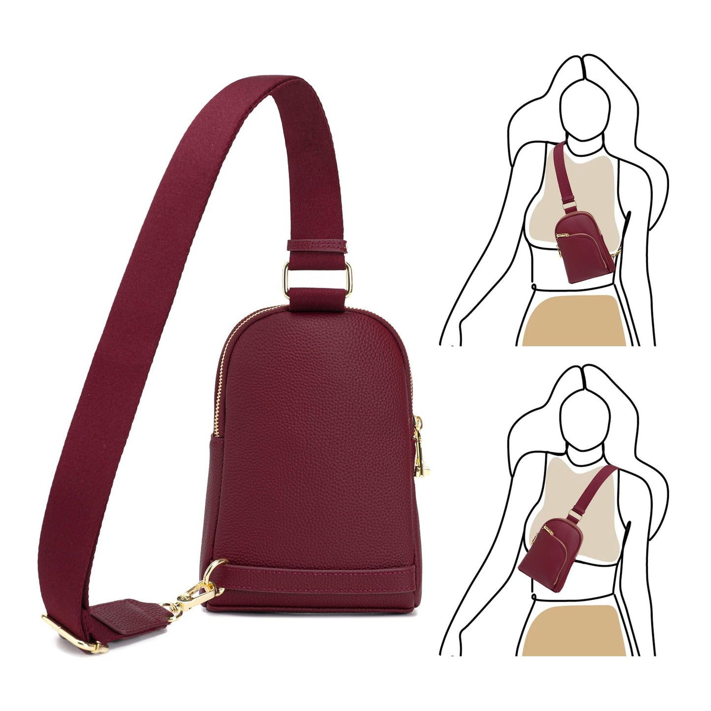 INICAT Travel Sling Bag, Anti Theft Crossbody Bag for Women | RFID Blocking, 8 Card Slots, Back Zippered Pocket, Metal Zippers,Switchable Strap