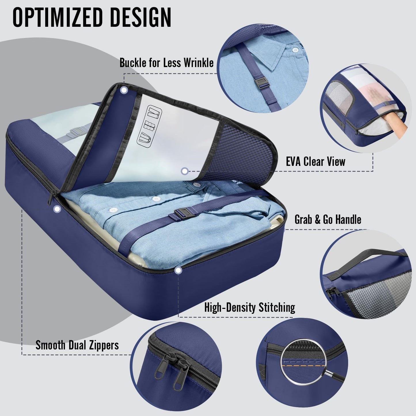 Veken 10 Set/8 Set Packing Cubes for Travel Essentials,Anti-Wrinkle Buckled Suitcase Organizer for Shoe & Toiletry Bag,Carry On Luggage Bag for Airplane & College Dorm Room Accessories,Women Men Gifts