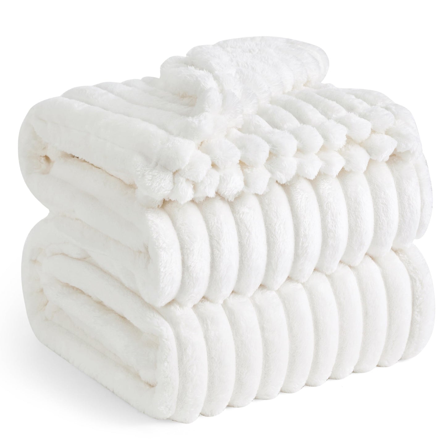 Bedsure White Throw Blanket for Couch - GentleSoft Cozy Soft Blankets for Women, Cute Small Fleece Throws for Girls, Birthday Gifts for Women, Mothers Day Decor Gifts for Mom, Off White, 50x60 Inches