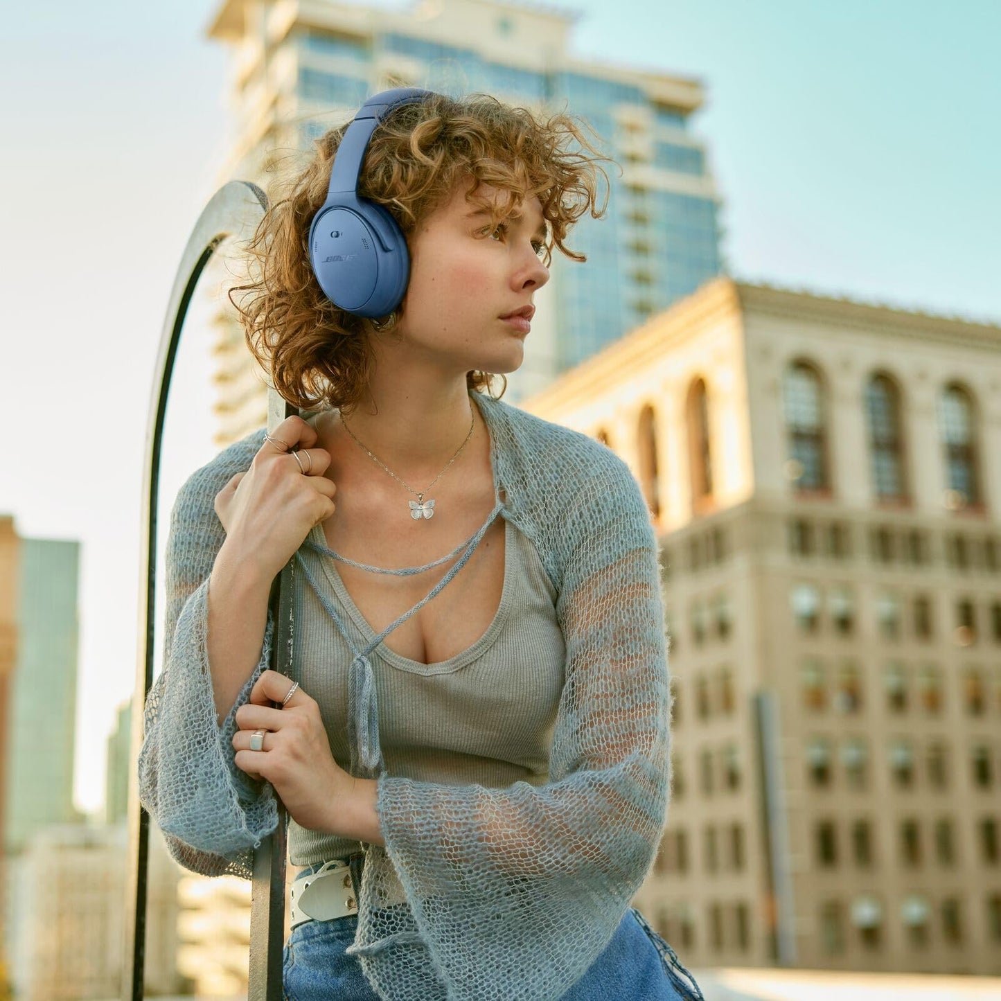 Bose QuietComfort Bluetooth Headphones, Wireless Headphones with Active Over Ear Noise Cancelling and Mic, Deep Bass, Up to 24 Hours of Playtime, Twilight Blue - Limited Edition Color