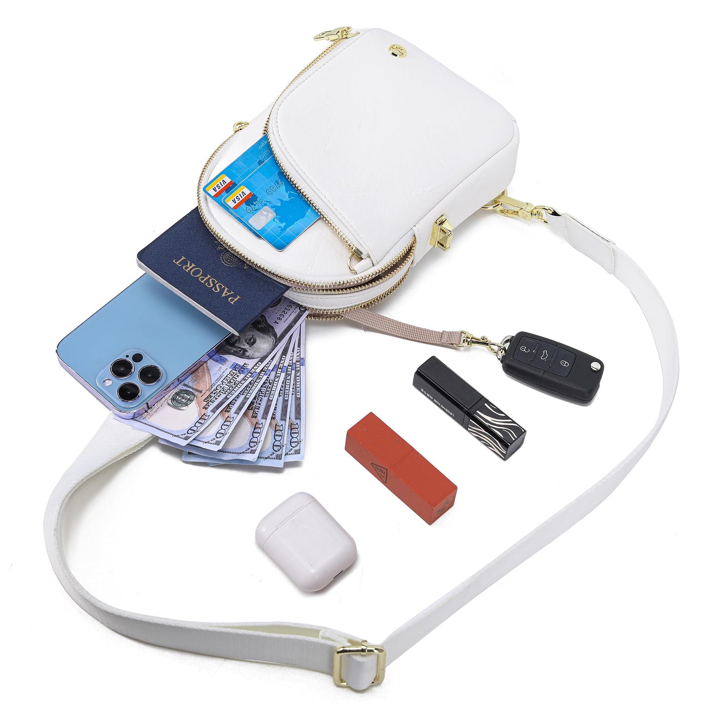 INICAT Travel Sling Bag, Anti Theft Crossbody Bag for Women | RFID Blocking, 8 Card Slots, Back Zippered Pocket, Metal Zippers,Switchable Strap