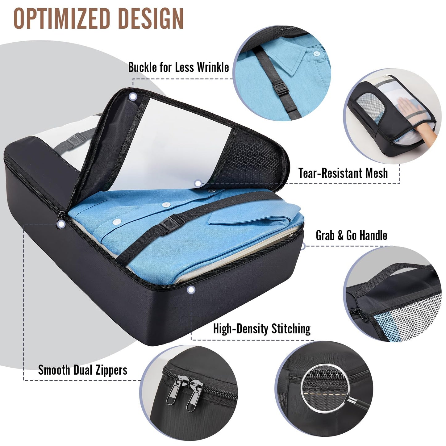 Veken 10 Set/8 Set Packing Cubes for Travel Essentials,Anti-Wrinkle Buckled Suitcase Organizer for Shoe & Toiletry Bag,Carry On Luggage Bag for Airplane & College Dorm Room Accessories,Women Men Gifts