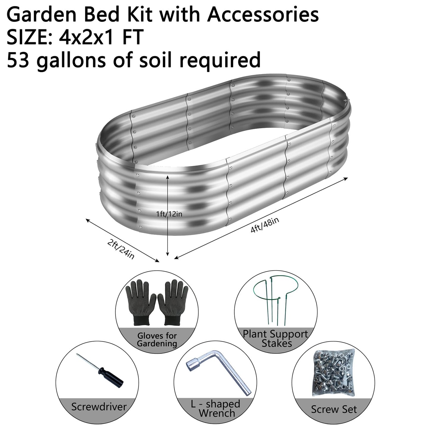 Galvanized Metal Planter Raised Garden Bed Kit for Gardening Outdoor，8x2x1ft Planter Grow Garden Box Raised Flower Bed，Long Vegetable Clearance Herb Raised Garden Beds for Gardening