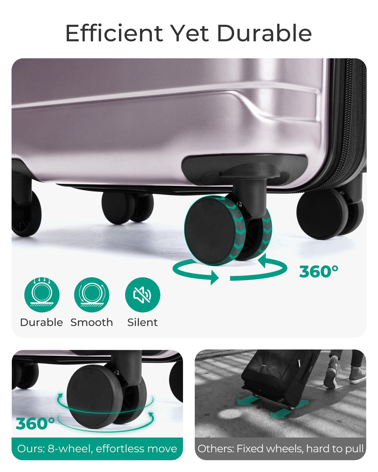 BAGSMART Carry On Luggage 22x14x9 Airline Approved with Spinner Wheels,Lightweight 20 Inch Luggage with TSA Lock,Expandable Hard Shell Carry On Suitcases for Men Women,Pink