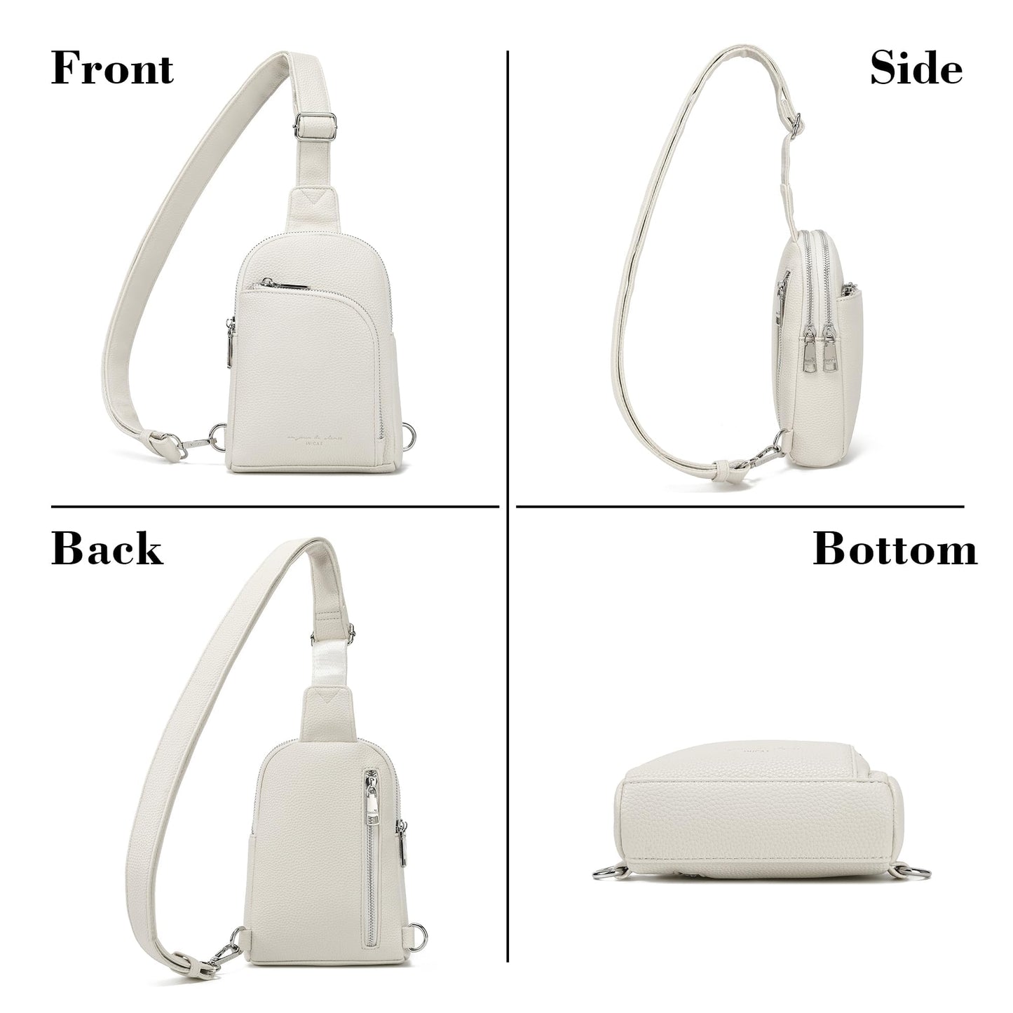 INICAT Travel Sling Bag, Anti Theft Crossbody Bag for Women | RFID Blocking, 8 Card Slots, Back Zippered Pocket, Metal Zippers,Switchable Strap