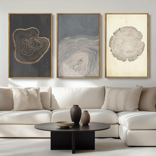 Extra Large Wall Art Framed Vintage Tree Sketch Antique Botanical Forest Prints Rustic Farmhouse Nature Decor for Living Room Bedroom Office 24"x36" Set of 3