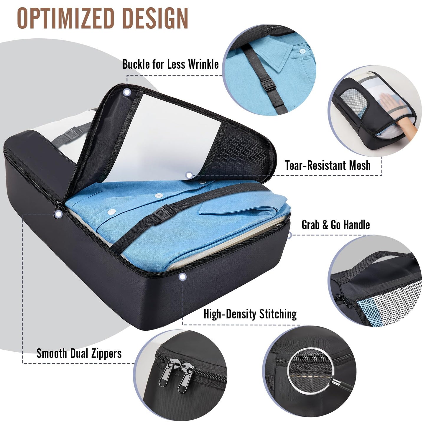 Veken 10 Set/8 Set Packing Cubes for Travel Essentials,Anti-Wrinkle Buckled Suitcase Organizer for Shoe & Toiletry Bag,Carry On Luggage Bag for Airplane & College Dorm Room Accessories,Women Men Gifts