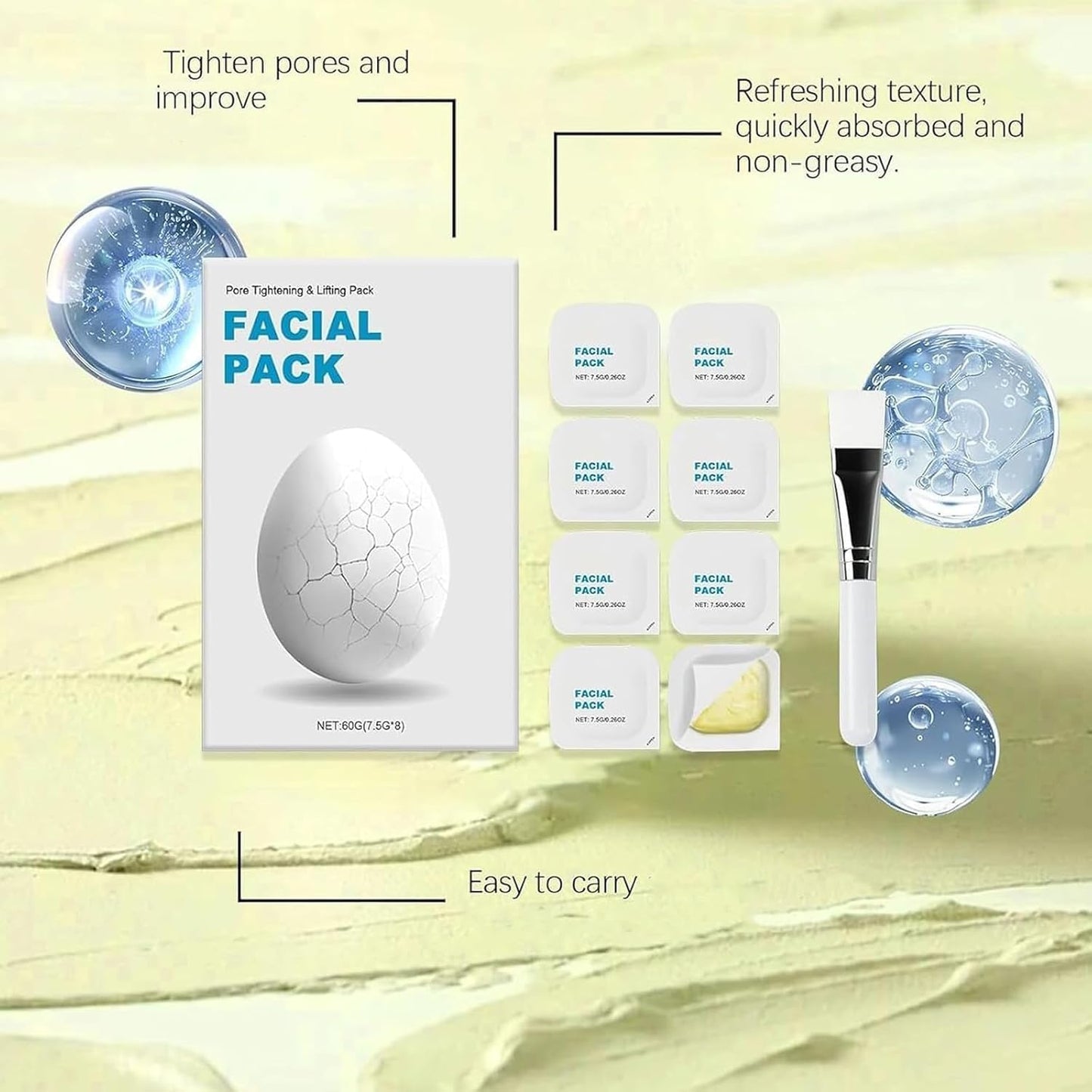 2025 New Zombie Facial Mask, Zombie Mask Facial, Hydrating Skincare Face Mask, Pore Tightening & Lifting Deep Cleansing Clay Mud Mask(1 Box, 8ea,)