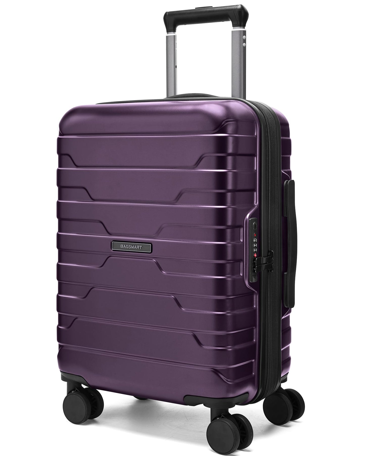 BAGSMART Carry On Luggage 22x14x9 Airline Approved with Spinner Wheels,Lightweight 20 Inch Luggage with TSA Lock,Expandable Hard Shell Carry On Suitcases for Men Women,Pink