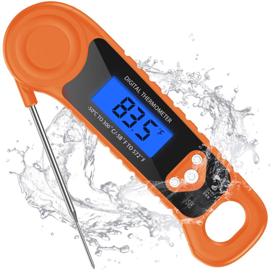 Meat Thermometer Digital, Instant Read Food Thermometer - Waterproof w/Backlight for Cooking, Candy, Deep Fry, BBQ, Grill, Smoker and Roast, Camping & Kitchen Essentials