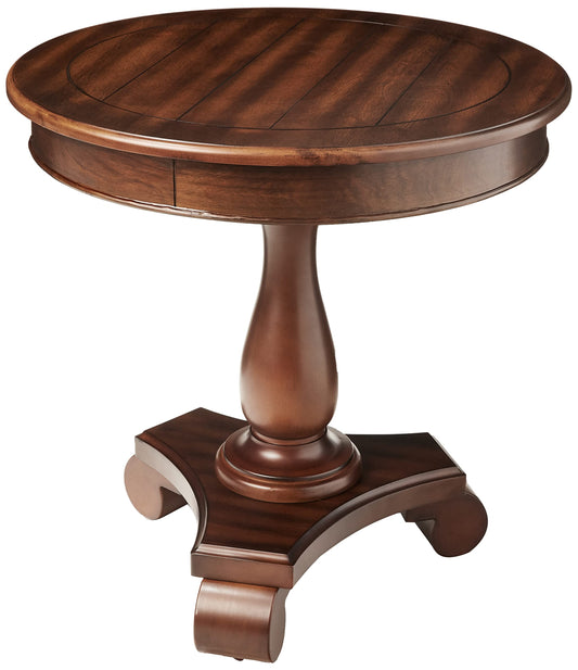 Roundhill Furniture Rene Round Wood Pedestal Side Table, Antique White