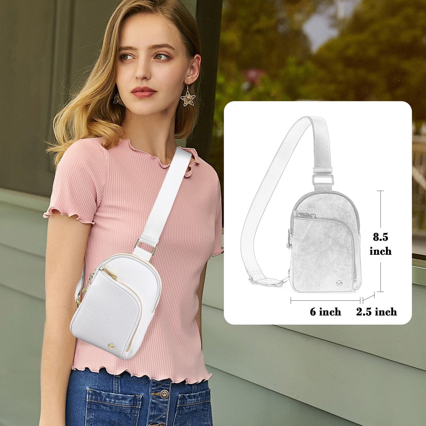 INICAT Travel Sling Bag, Anti Theft Crossbody Bag for Women | RFID Blocking, 8 Card Slots, Back Zippered Pocket, Metal Zippers,Switchable Strap
