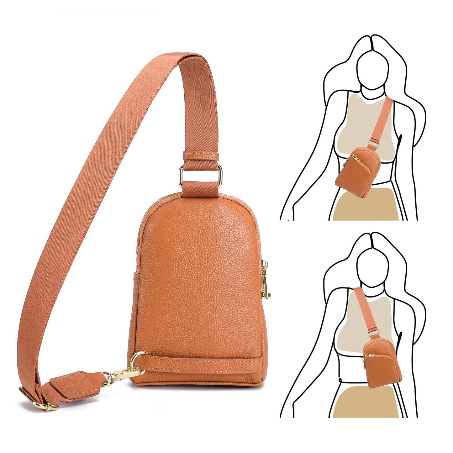 INICAT Travel Sling Bag, Anti Theft Crossbody Bag for Women | RFID Blocking, 8 Card Slots, Back Zippered Pocket, Metal Zippers,Switchable Strap