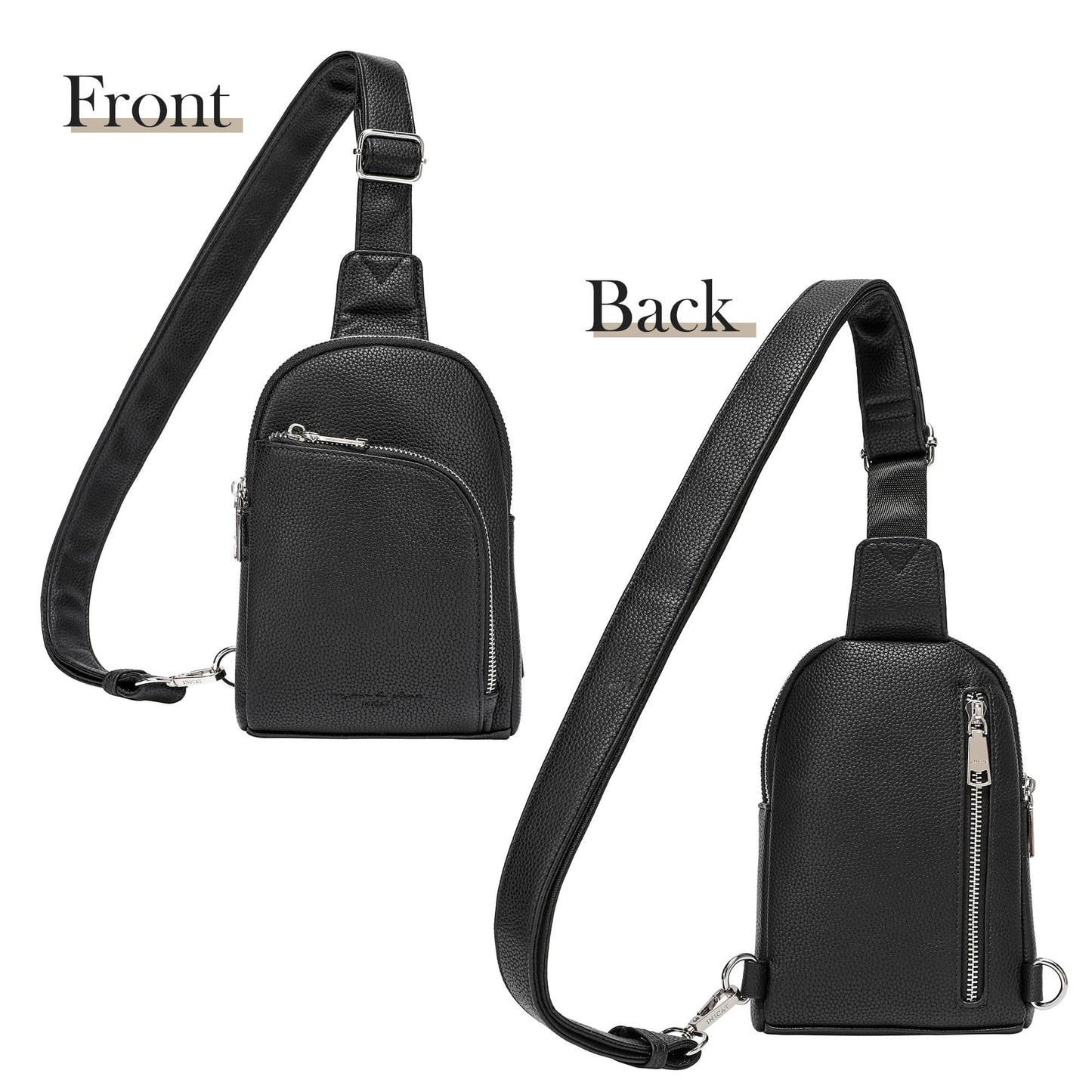 INICAT Travel Sling Bag, Anti Theft Crossbody Bag for Women | RFID Blocking, 8 Card Slots, Back Zippered Pocket, Metal Zippers,Switchable Strap