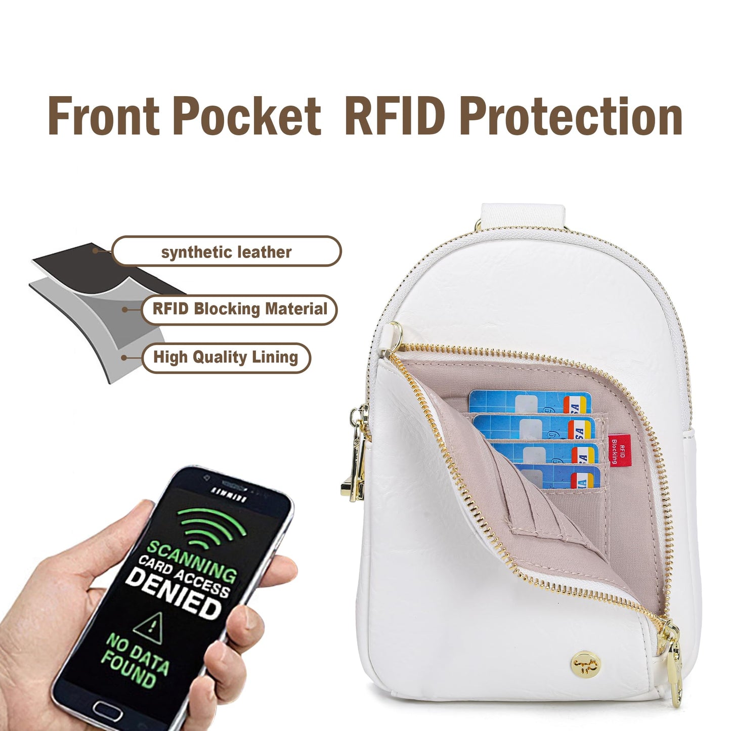 INICAT Travel Sling Bag, Anti Theft Crossbody Bag for Women | RFID Blocking, 8 Card Slots, Back Zippered Pocket, Metal Zippers,Switchable Strap