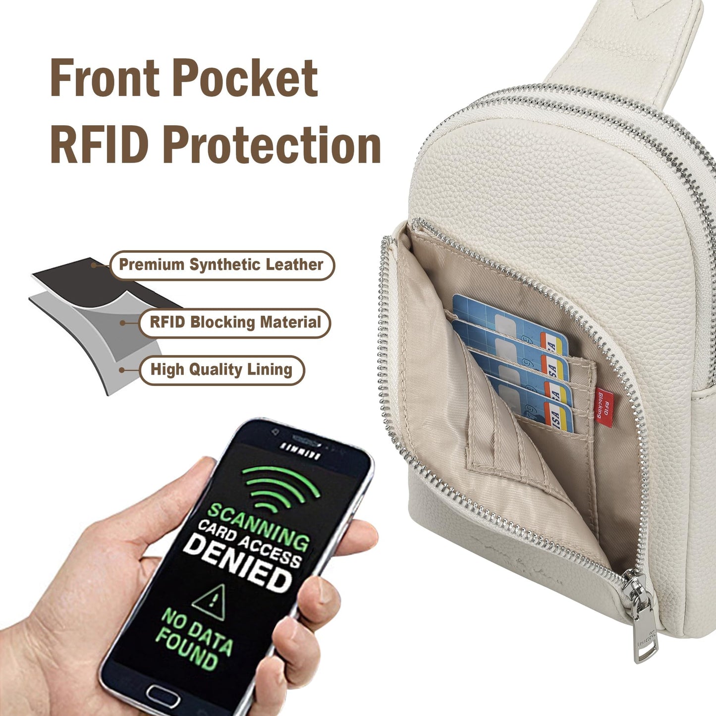 INICAT Travel Sling Bag, Anti Theft Crossbody Bag for Women | RFID Blocking, 8 Card Slots, Back Zippered Pocket, Metal Zippers,Switchable Strap