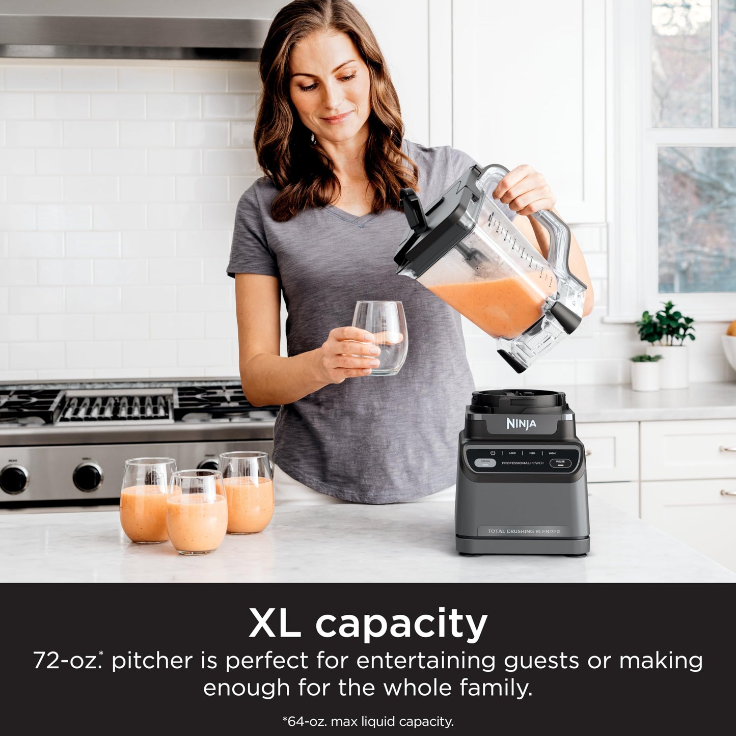 Ninja Professional Blender 1000W, Total Crushing Technology- Smoothies, Ice Crushing & Frozen Fruit, Full-Size Countertop Blender, 72-oz. Pitcher, Black & Grey, BL610
