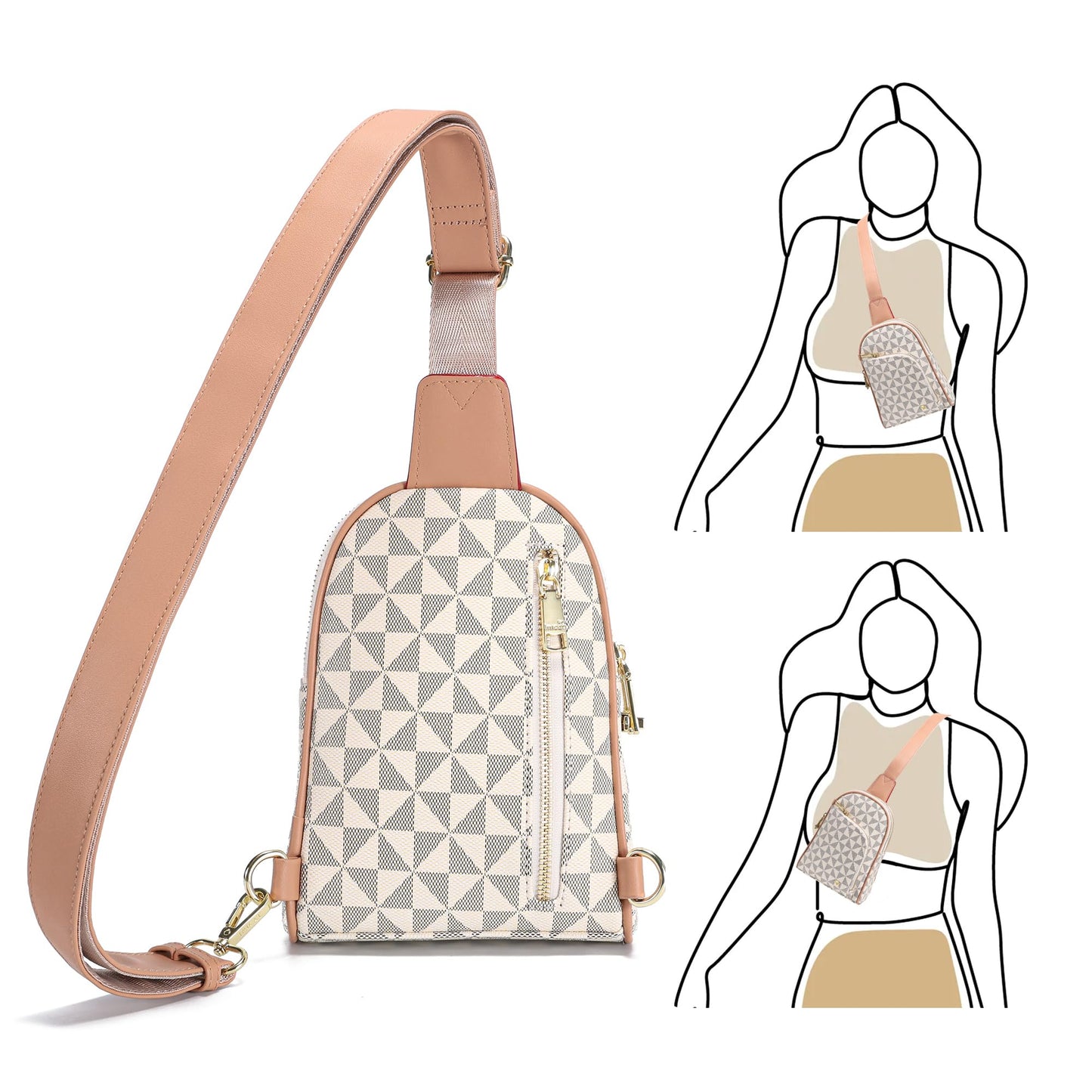 INICAT Travel Sling Bag, Anti Theft Crossbody Bag for Women | RFID Blocking, 8 Card Slots, Back Zippered Pocket, Metal Zippers,Switchable Strap