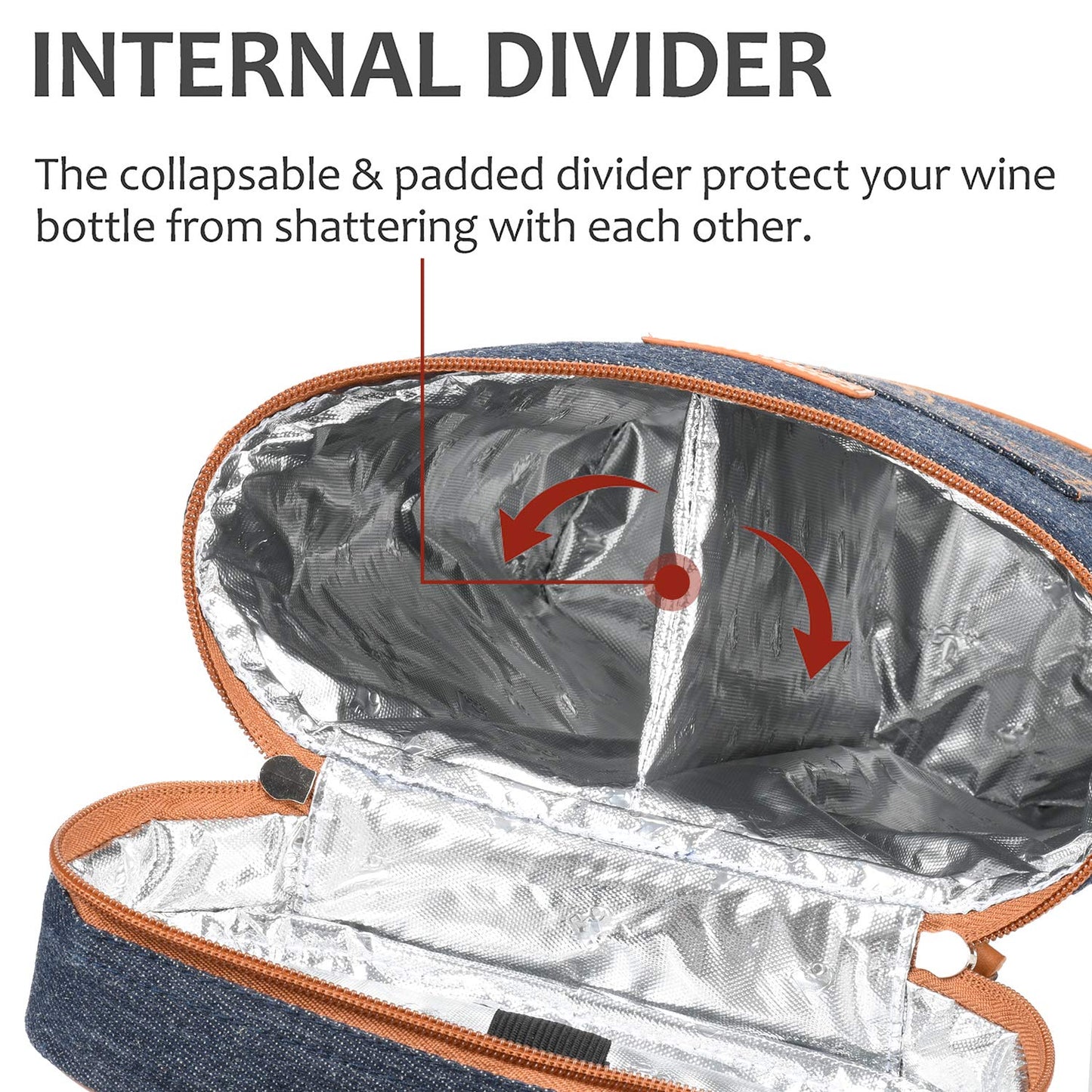 Tirrinia 2 Bottle Leakproof Insulated Wine Tote Carrier Bag - Padded Cooler for Travel, Restaurants, Tasting, Parties, Great Gift for Wine Lovers