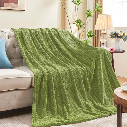 Inhand Fleece Throw Blankets, Super Soft Flannel Cozy Blankets for Adults, Washable Lightweight Blanket for Couch Sofa Bed Office, Warm Plush Blankets for All Season (50"×60", Green)