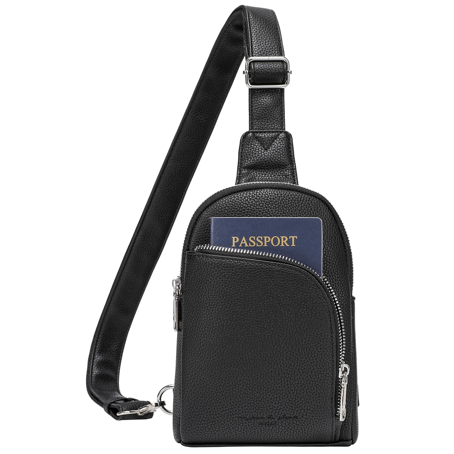 INICAT Travel Sling Bag, Anti Theft Crossbody Bag for Women | RFID Blocking, 8 Card Slots, Back Zippered Pocket, Metal Zippers,Switchable Strap