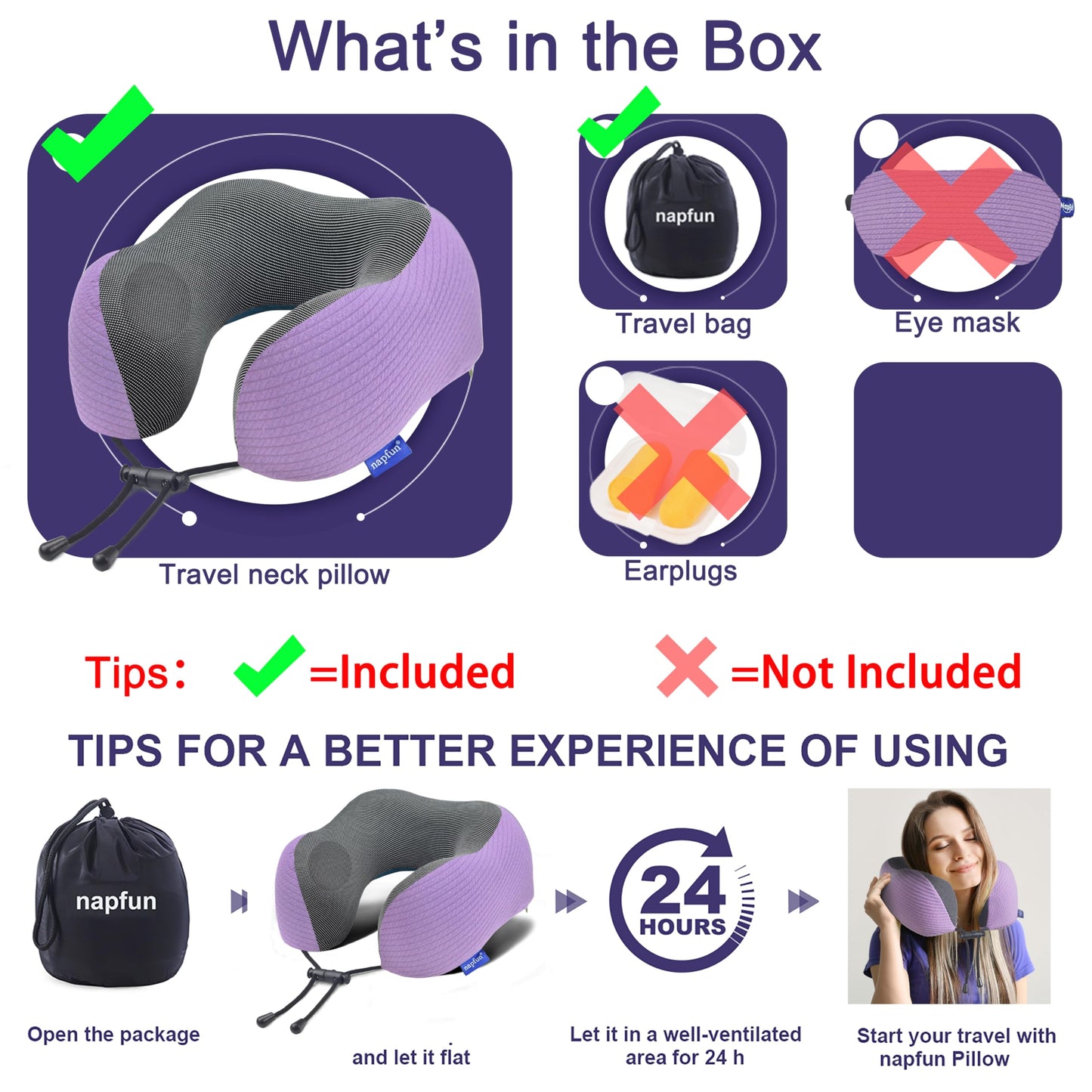 napfun Neck Pillow for Traveling, Upgraded Travel Neck Pillow for Airplane 100% Pure Memory Foam Travel Pillow for Flight Headrest Sleep, Portable Plane Accessories, Full Black