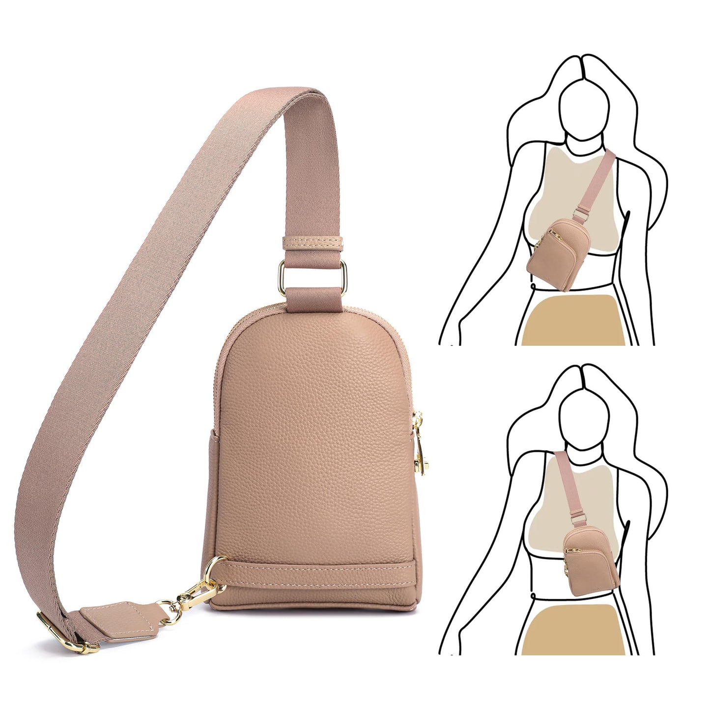 INICAT Travel Sling Bag, Anti Theft Crossbody Bag for Women | RFID Blocking, 8 Card Slots, Back Zippered Pocket, Metal Zippers,Switchable Strap