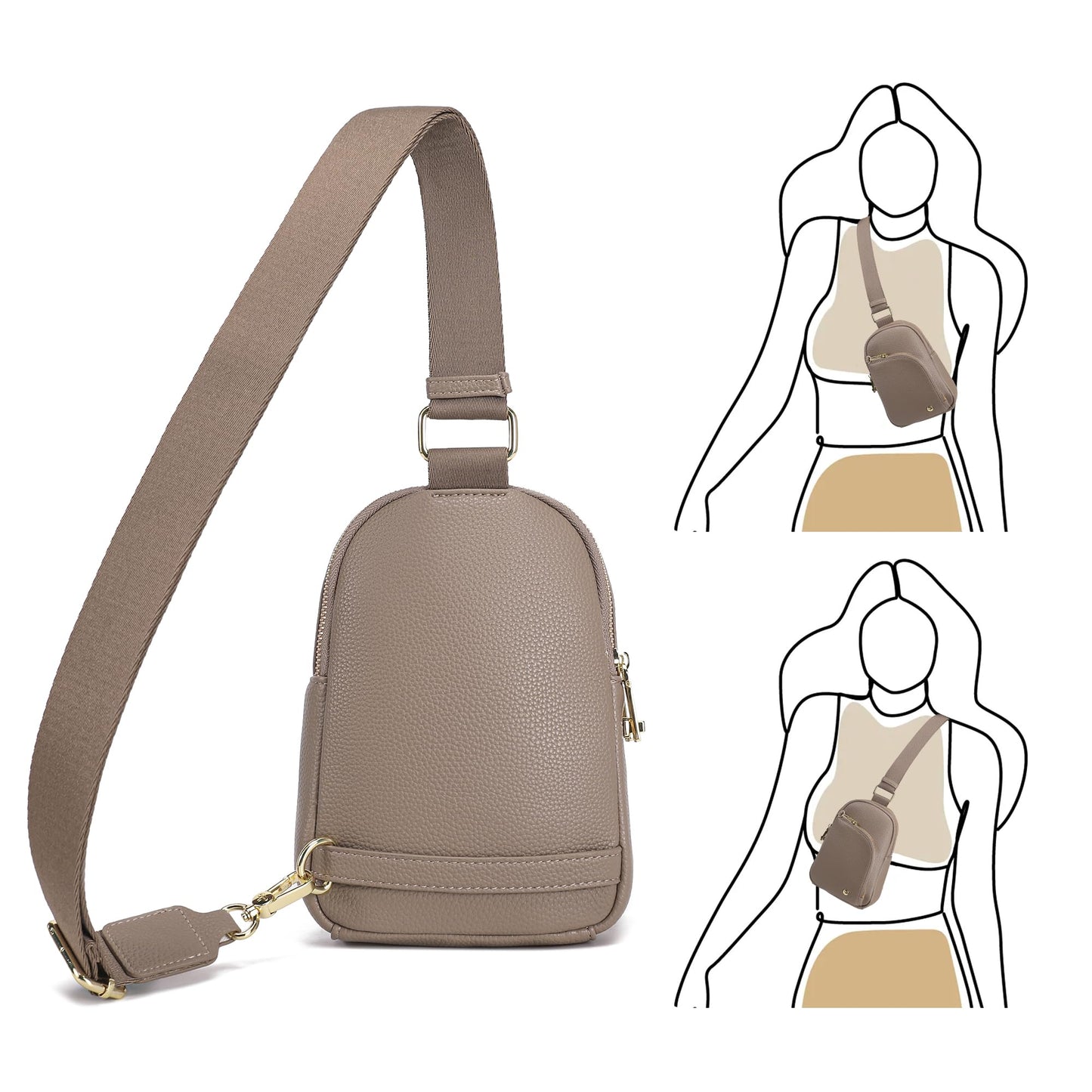 INICAT Travel Sling Bag, Anti Theft Crossbody Bag for Women | RFID Blocking, 8 Card Slots, Back Zippered Pocket, Metal Zippers,Switchable Strap