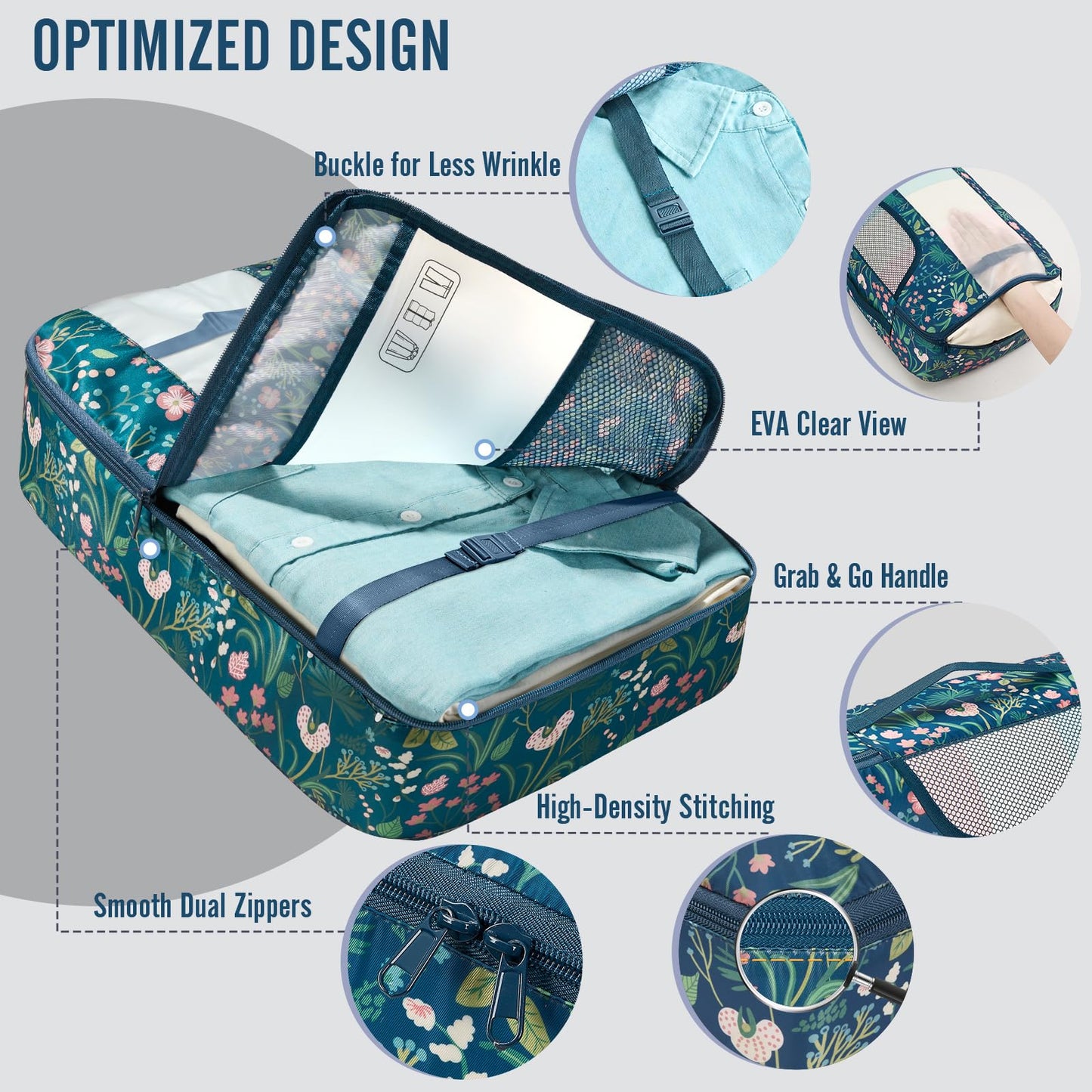 Veken 10 Set/8 Set Packing Cubes for Travel Essentials,Anti-Wrinkle Buckled Suitcase Organizer for Shoe & Toiletry Bag,Carry On Luggage Bag for Airplane & College Dorm Room Accessories,Women Men Gifts