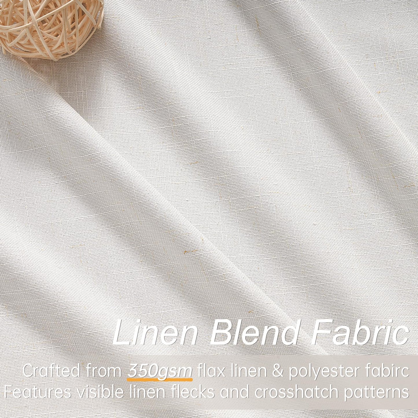 Topfinel 120 Inches Long Extra Long Pinch Pleat Faux Linen Curtains for Living Room,Neutral Beige 100 Percent Blackout Floor to Ceiling Farmhouse Sound Absorbing Drapes 2 Panels for Track System 10 FT